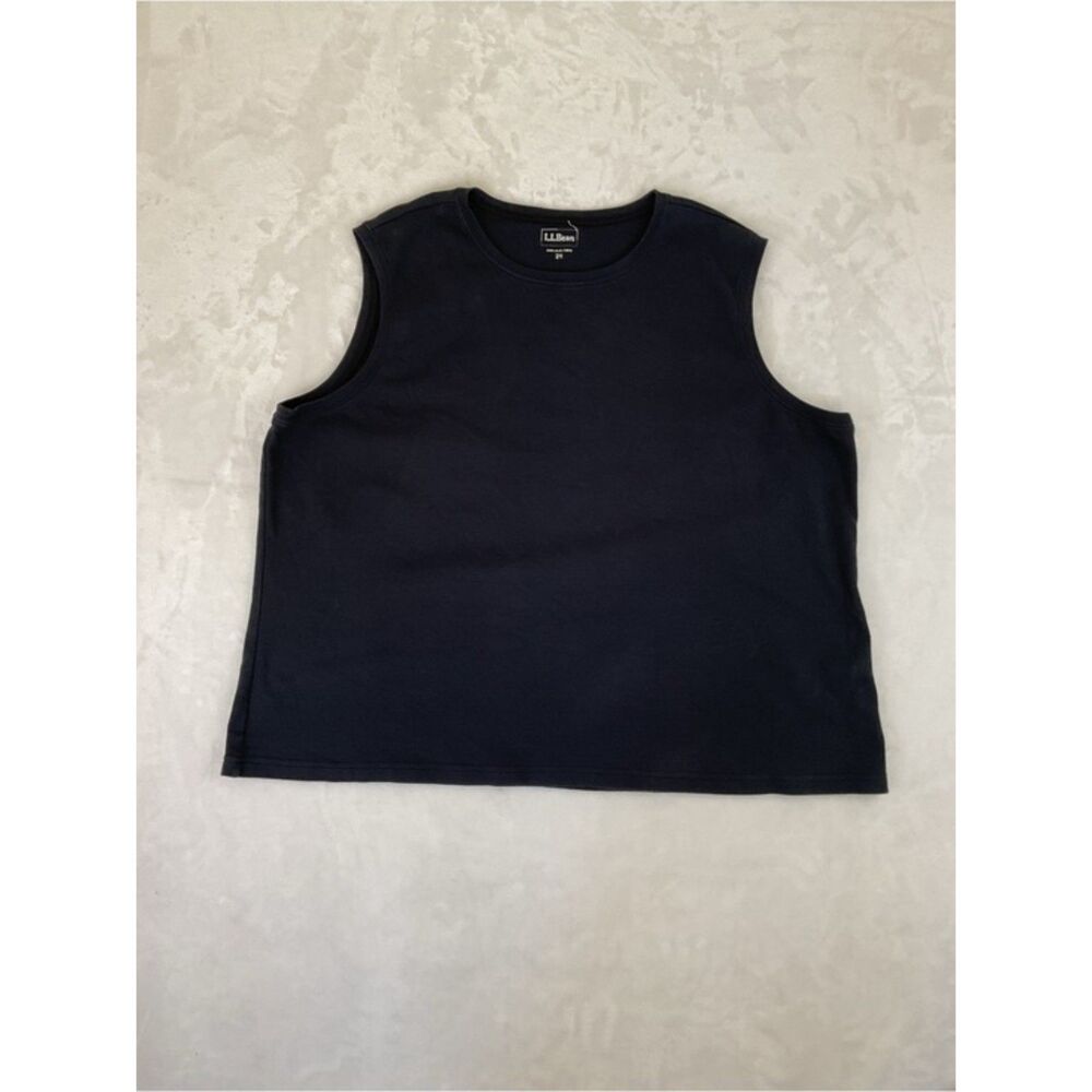 LL Bean Women's Plus Size 2X Navy Blue Cotton Sleeveless Tank Top Tee Shirt